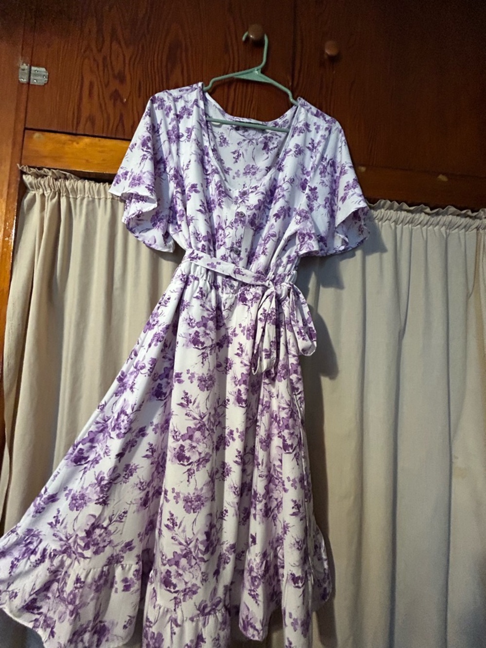 BloomChic White and Lavender Floral Maxi Wrap Dress